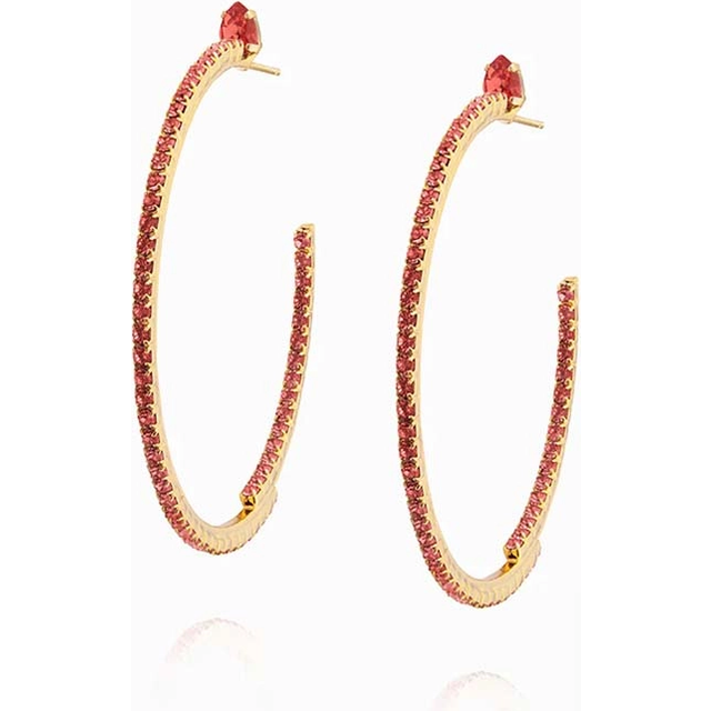 Caroline Svedbom - Crystal Loop Earrings Gold Padparadasha