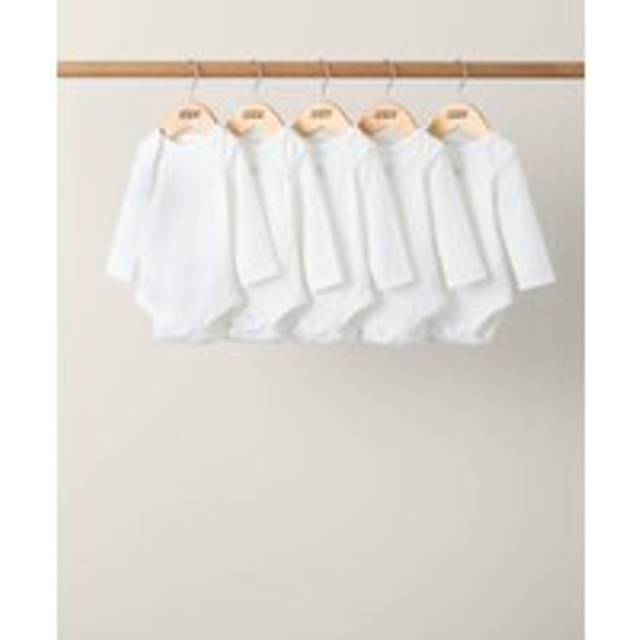 Organic Longsleeved Bodysuits (5 Pack) - White - WHITE - 12-18 Months