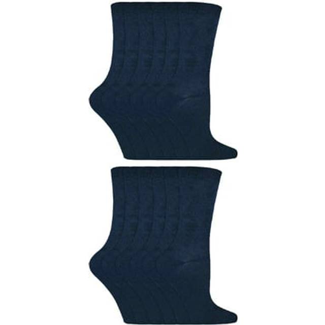 Sock Snob 12 Pair Multipack Kids Cotton Colourful Casual Socks - Navy - UK 12.5-3 Child