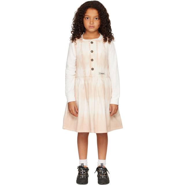Wynken Kids Pink & Off-White Maria Pinafore Dress - SOFT PINK TIE DYE - 12Y