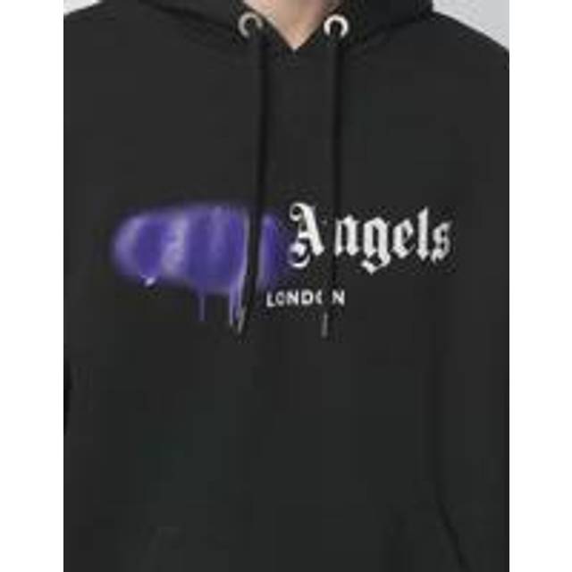 Men's Palm Angels London Spray Paint Logo Black Hoodie - Size: 40/Regular