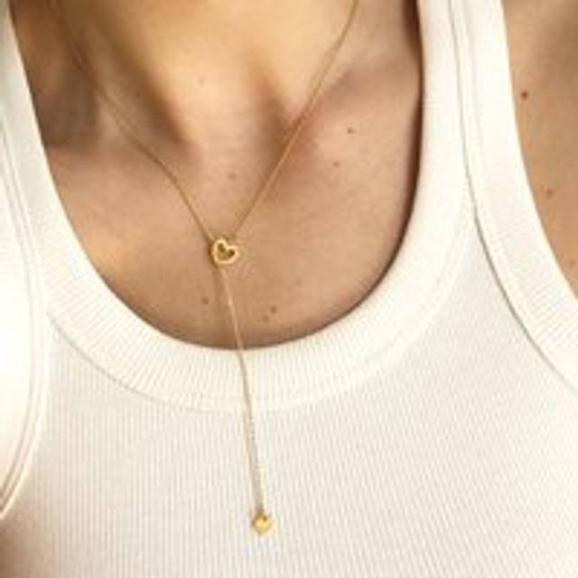 Mismatched Heart Lariat necklace in Gold - gold - one size