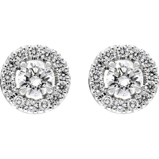 18ct White Gold 0.55ct Diamond Round Cluster Stud Earrings