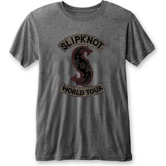 (L, Charcoal Grey) Slipknot Unisex Adult World Tour Burnout T-Shirt