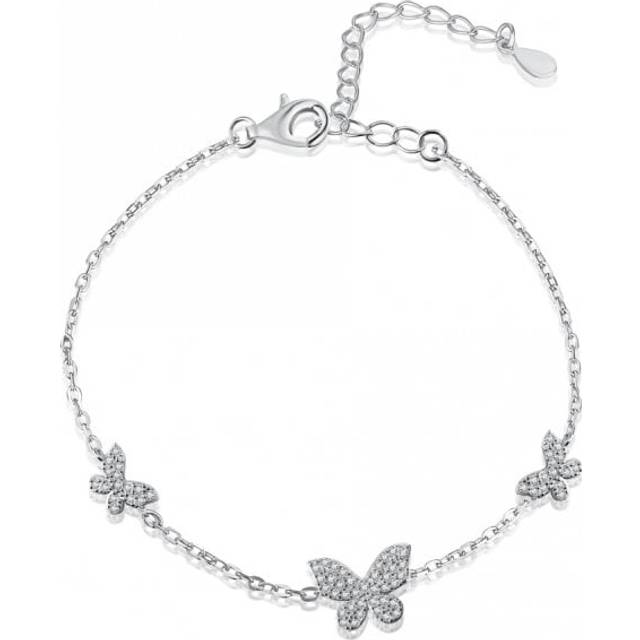 Sterling Silver Rhodium Plated Sparkling Butterfly Bracelet ERLB037