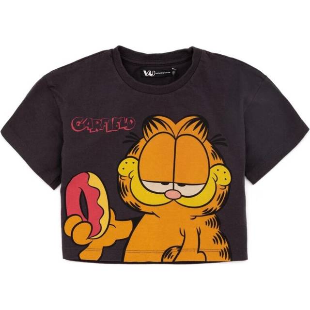 (7-8 Years, Black/Orange) Garfield Girls Crop T-Shirt