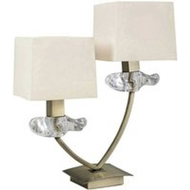 Mantra M0790AB Akira Table Lamp 2 Light E14 Antique Brass Cream Shades