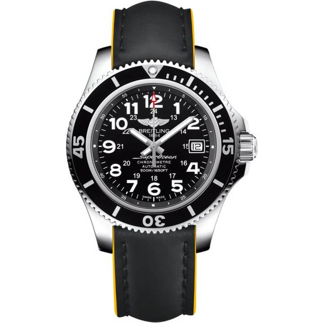 Breitling Watch Superocean II 42 Leather Black Yellow - Black