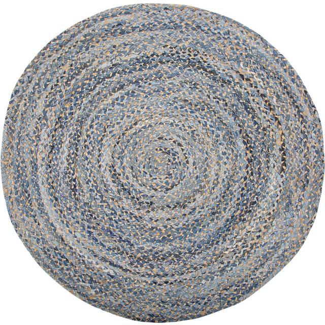 Round Area Rug 140 cm Blue with Beige LEVENTLER