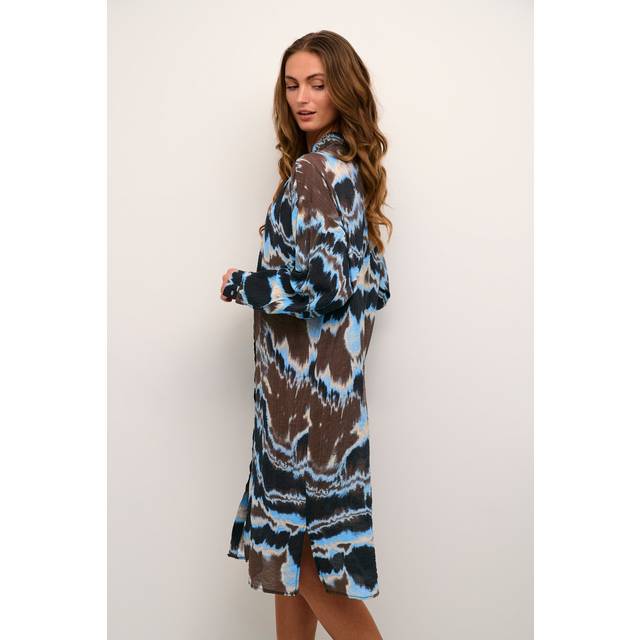 KAFFE Susana Knee Length Shirt Dress, Brown/Multi