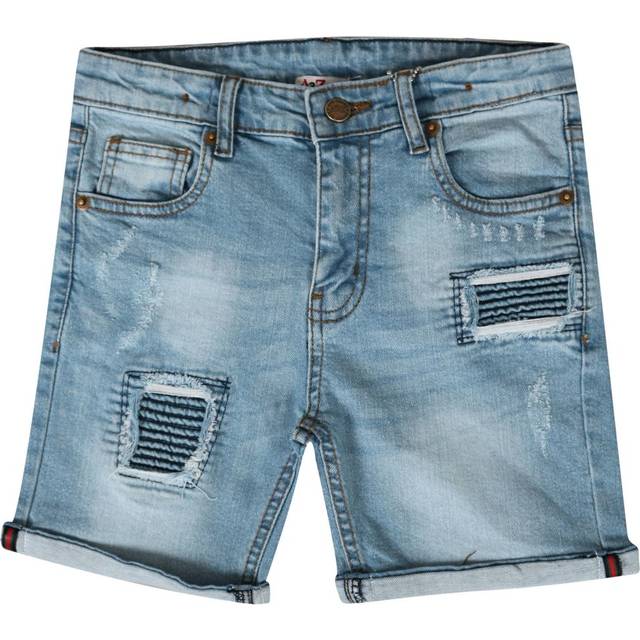 (11-12 Years) Kids Boys Shorts Denim Ripped Light Blue Chino Bermuda Jeans Short Knee Length