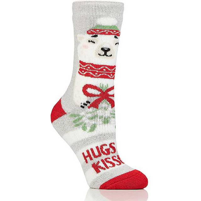 Women's 1 Pair SOCKSHOP Heat Holders Lite Christmas Socks Hugs & Kisses 4-8 - Multi Coloured