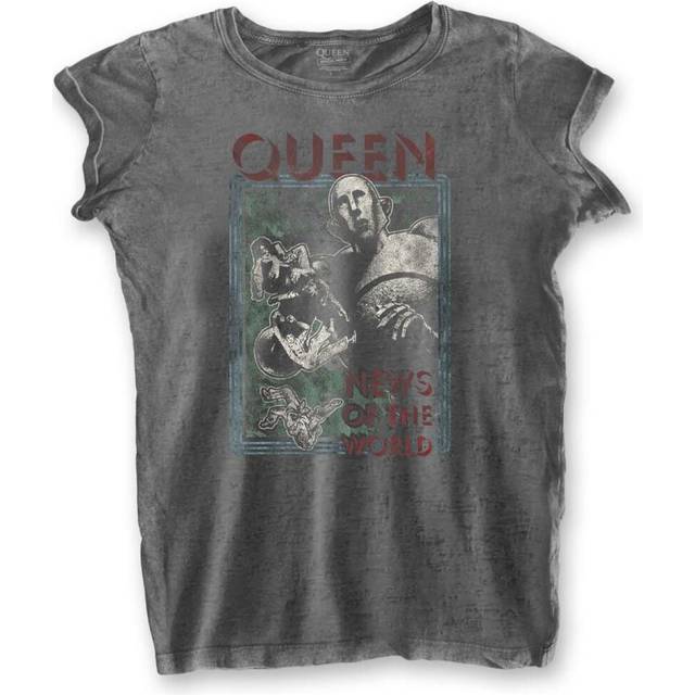 (L, Charcoal Grey) Queen Womens/Ladies News Of The World Burnout T-Shirt
