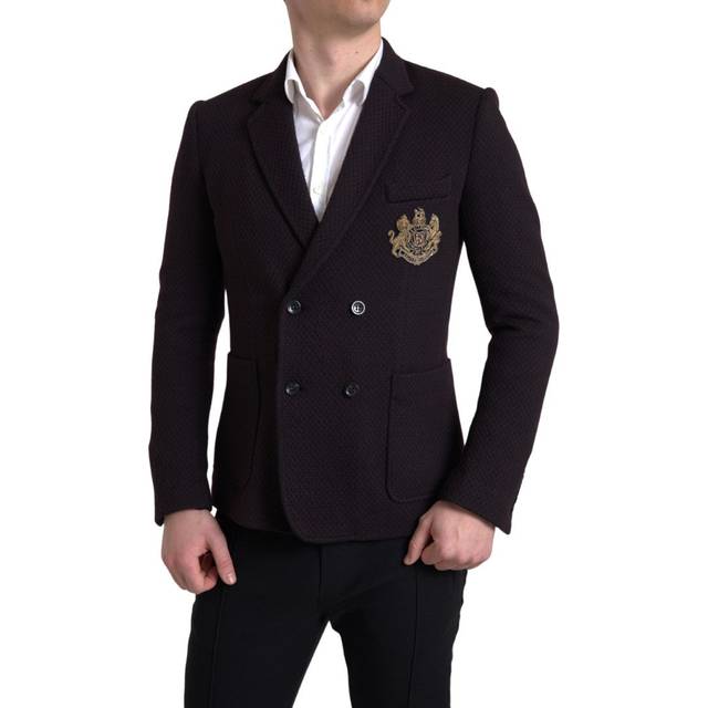 Dolce & Gabbana, Kappa, Herr, M, Bomull, Svart Logobroderi Dubbelknäppt Blazer - black (M)