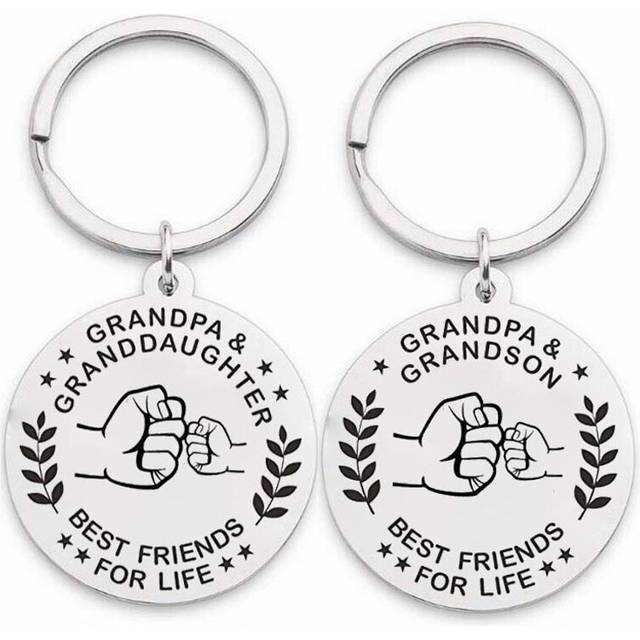 Grandpa Gifts Grandfather Keychain Gifts from Grandson and Granddaughter for Birthday Fathers Day Thanksgiving Day