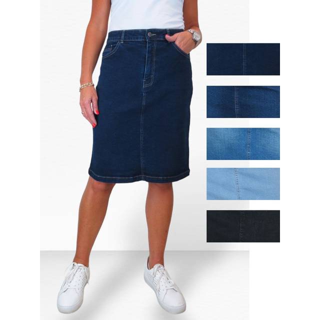 Ladies knee length denim skirt casual jeans style denim pencil skirt 10-22
