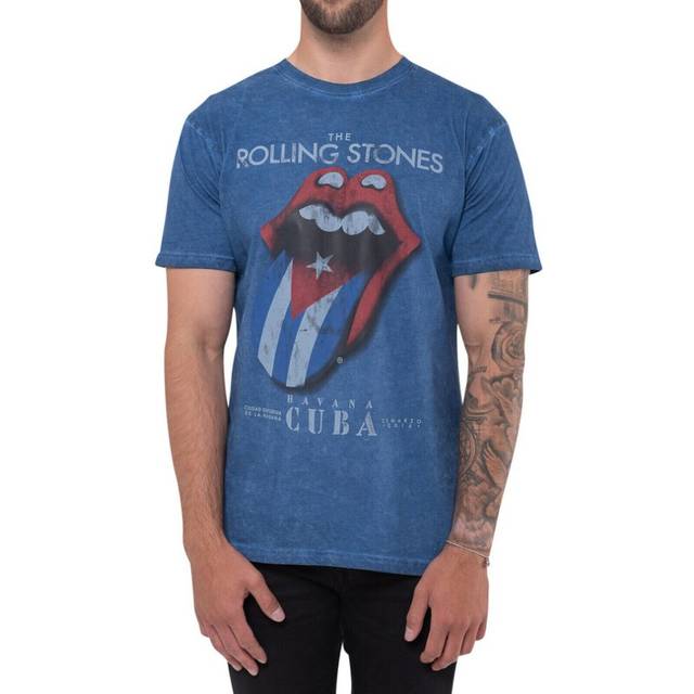 (S, Denim Blue) The Rolling Stones Unisex Adult Havana Cuba Soft Touch T-Shirt
