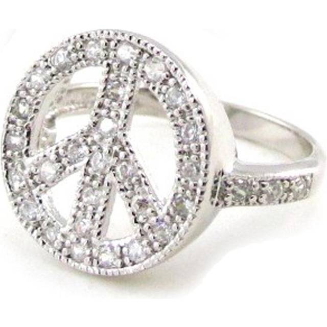 White 'Peace' Silver Ring 56 white