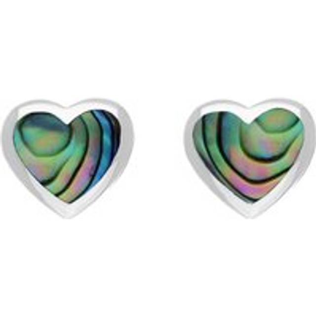 Sterling Silver Abalone Heart Stud Earrings - Option1 Value Silver