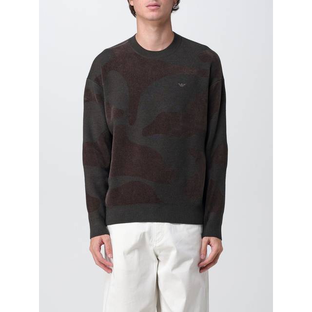 EMPORIO ARMANI CAMO BROWN CREWNECK SWEATER