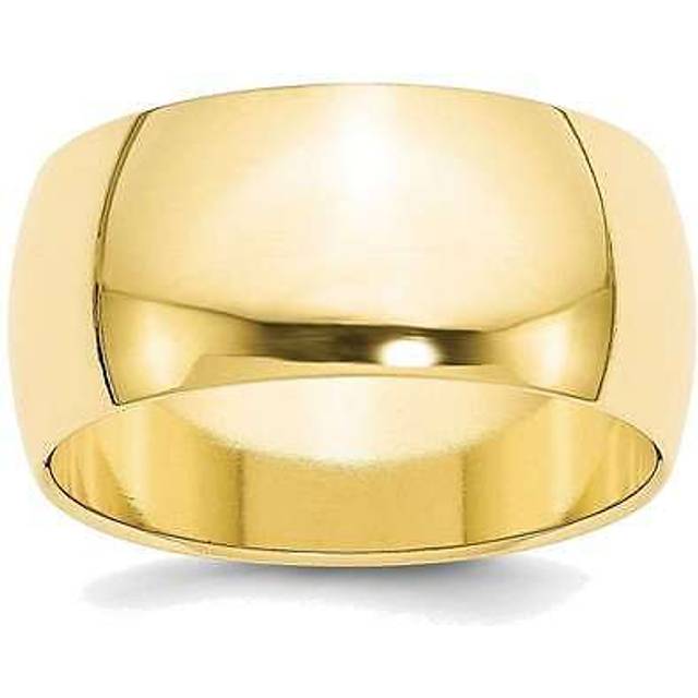 10k yellow gold 10mm half round wedding band solid machined ring sizes 4 - 14