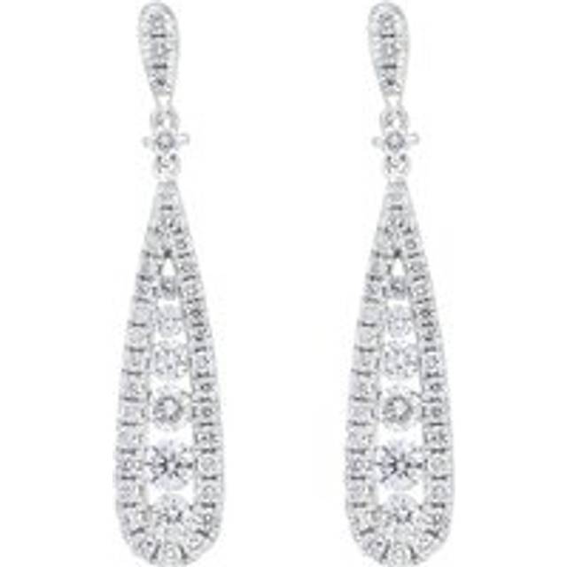 18ct White Gold 0.93ct Diamond Graduated Drop Earrings