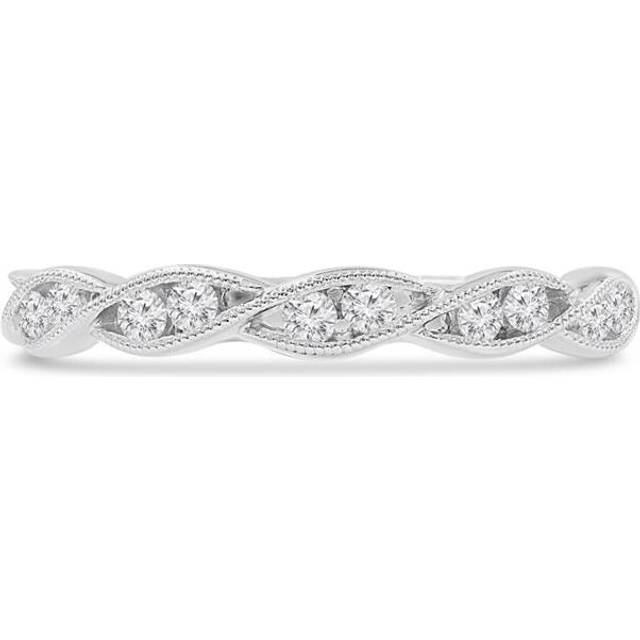 0.2 CTW Round Diamond Vintage Twisted Semi-Eternity Ring in 14K White Gold