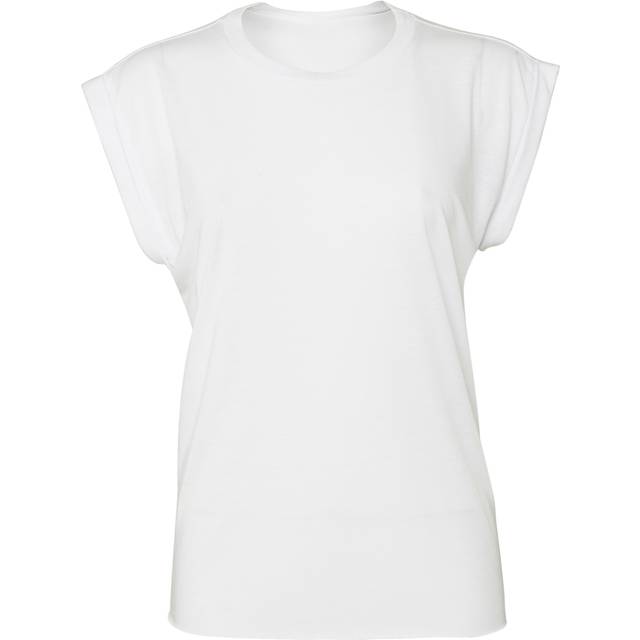 (XL, White) Bella + Canvas Womens/Ladies Flowy Rolled Cuff Muscle T-Shirt