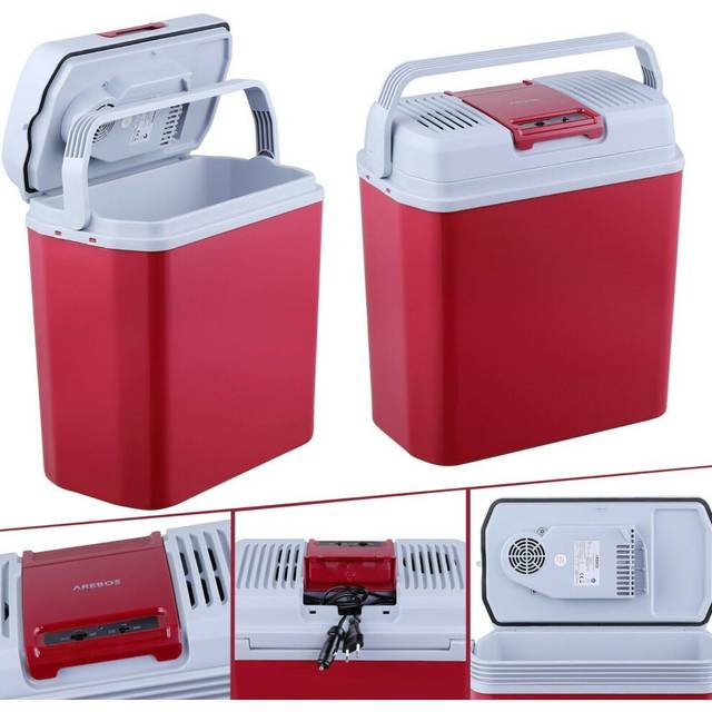 AREBOS 20 litre cool box | for cooling and keeping warm | mini fridge | thermoelectric cool box | with ECO mode | electric cool box | red