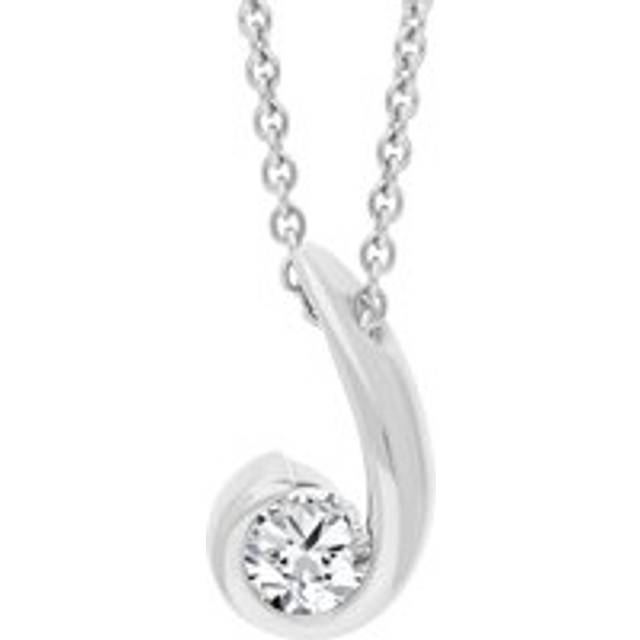 18ct White Gold 0.38ct Diamond Swirl Pendant - White Gold