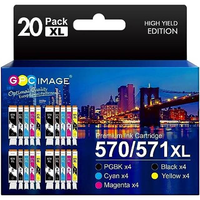 20-Pack Ink Cartridges Replacement for Canon PGI-570XL CLI-571XL Compatible with PIXMA MG5700 MG5750 MG5751 MG6850 MG6851 TS5050 TS5051 TS6050 MG6800