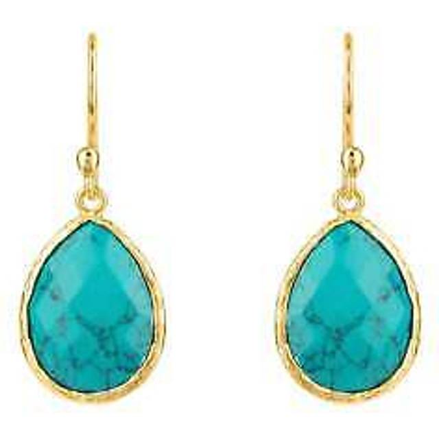 Petite Drop Earrings Arizona Turquoise Gold - Blue - One Size