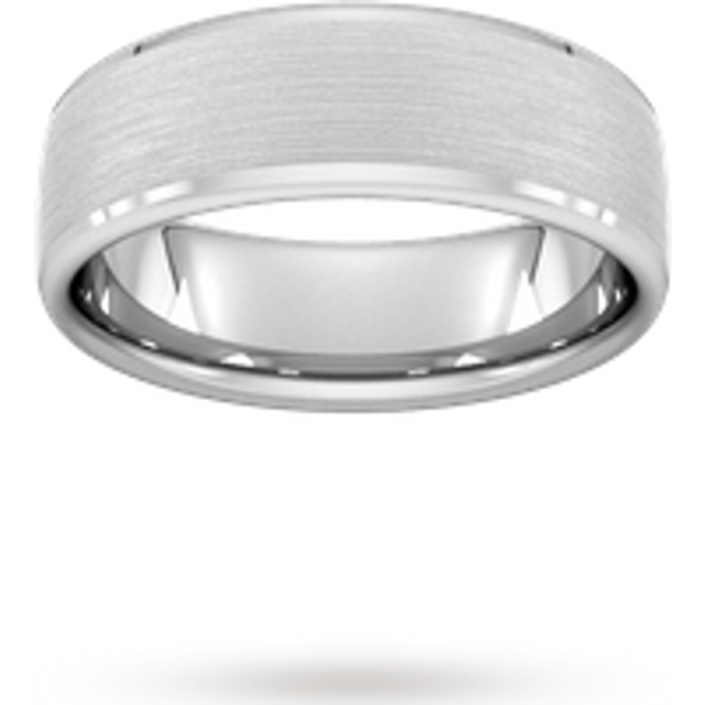 7mm Traditional Court Heavy Polished Chamfered Edges With Matt Centre Wedding Ring In 18 Carat White Gold - Ring Size U