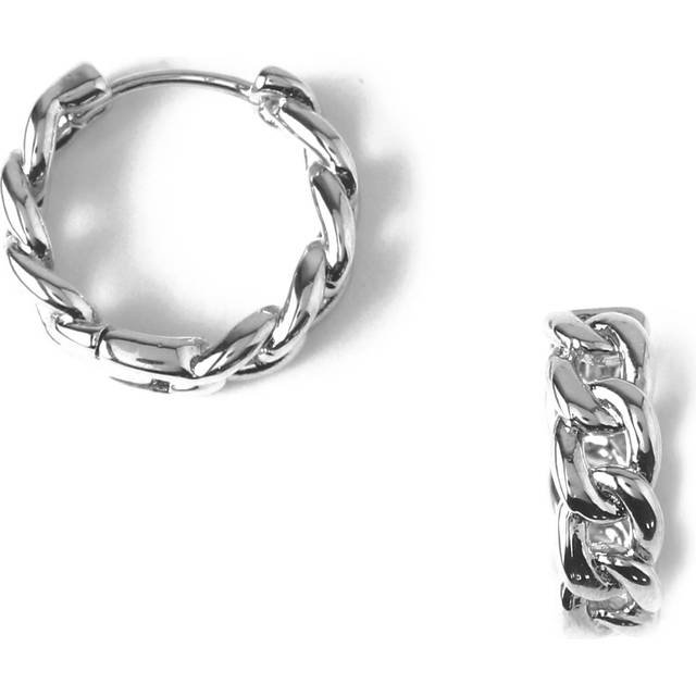 Orelia Chain Huggie Hoop Earrings, Silver