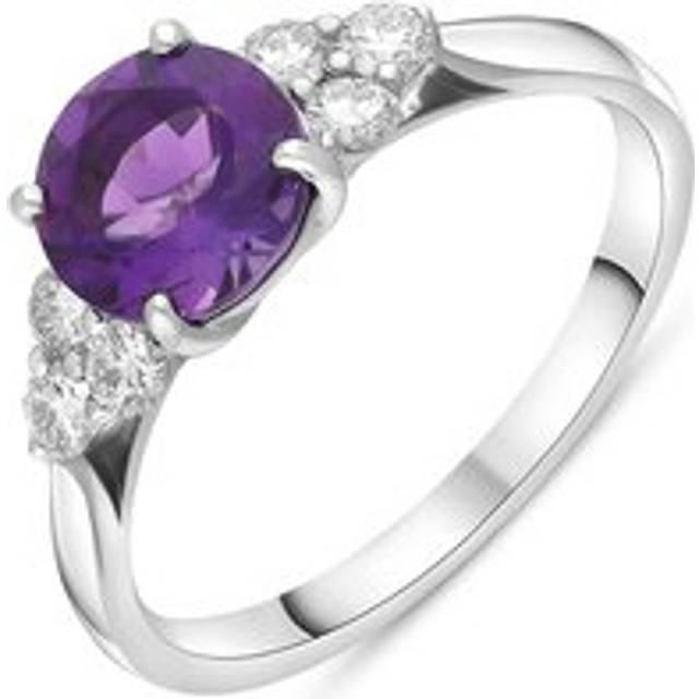 18ct White Gold 1.10ct Amethyst Diamond Cluster Ring