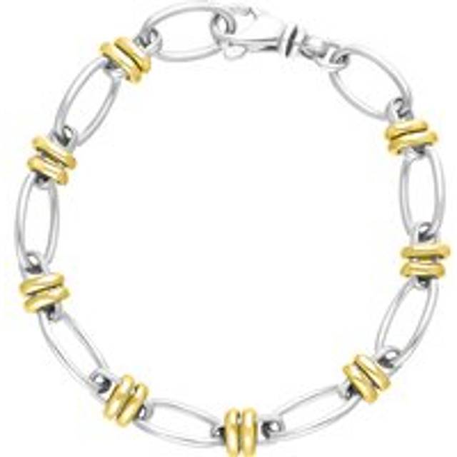 18ct Yellow Gold Sterling Silver Handmade Cable Chain Bracelet