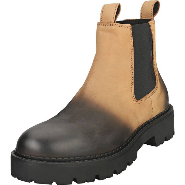 Tommy jeans brushed chunky mens chelsea boots in cracked earth black