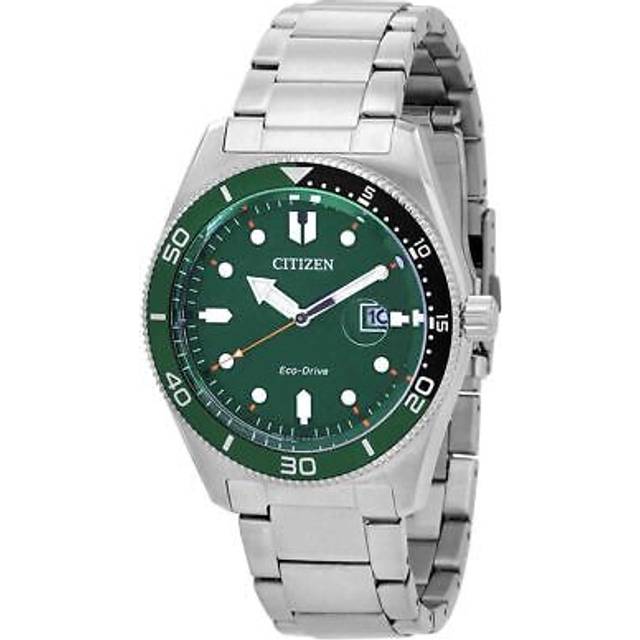 Citizen Marine Eco-Drive Stainless Steel Green Dial AW1768-80X 100M Men's Watch green