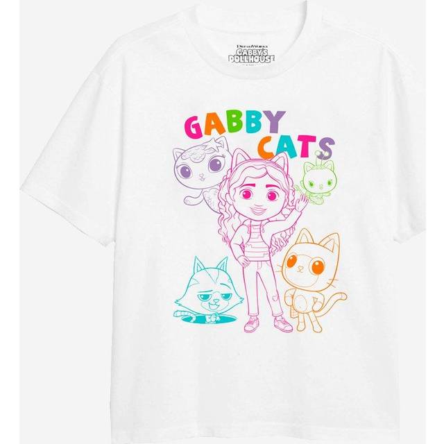 Gabby's Dollhouse Friends Outline T-Shirt White - 5-6 Years