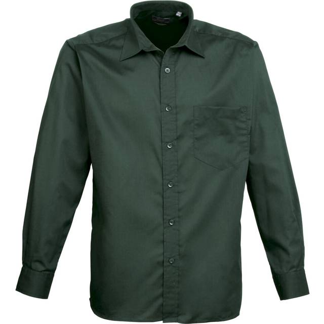 (18, Bottle) Premier Mens Long Sleeve Formal Plain Work Poplin Shirt
