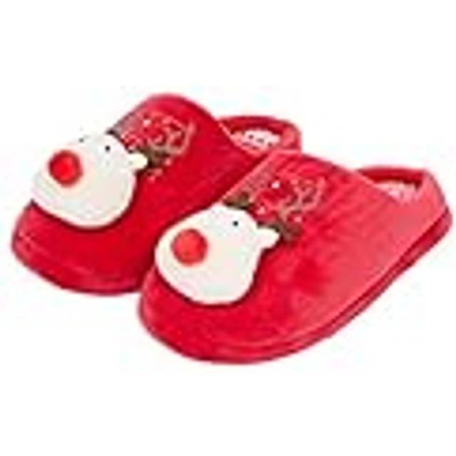 Women's novelty christmas slippers mule style warm xmas foxy 3d rudolph reindeer