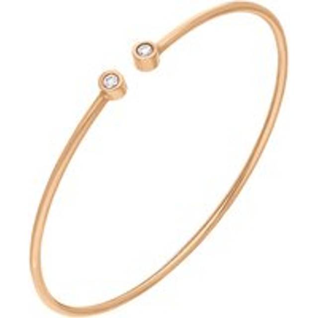 18ct Rose Gold 0.10ct Diamond Two Stone Cuff Bangle