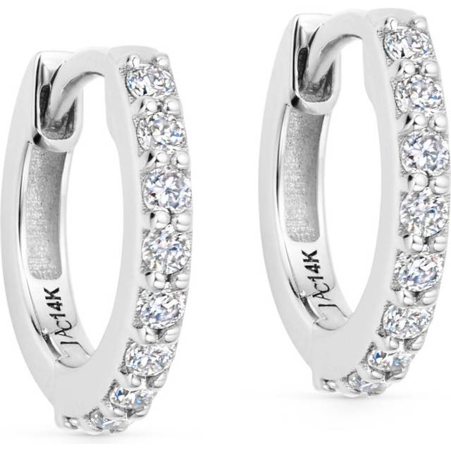 Solid White Gold Halo Lab Grown Diamond Huggie Earrings