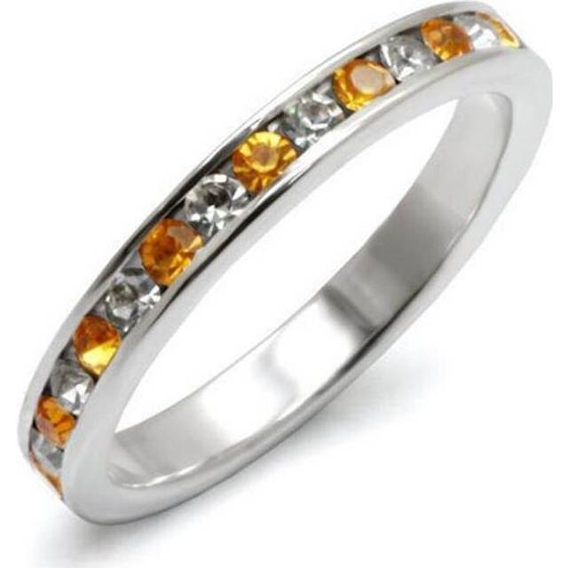 Alamode LOAS914-8 High-Polished 925 Sterling Silver Ring with Top Grade Crystal, Topaz - Size 8