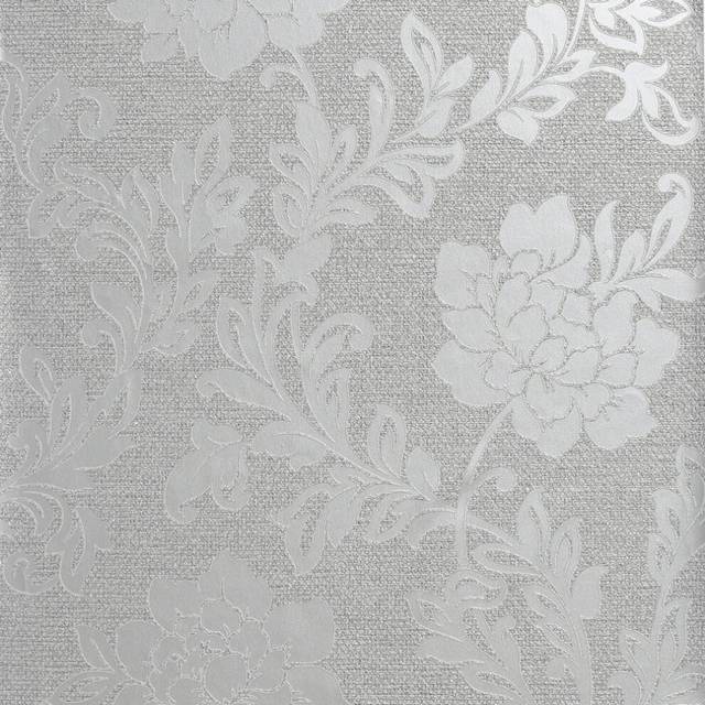 Arthouse calico floral grey wallpaper 921100 - textured metallic glitter
