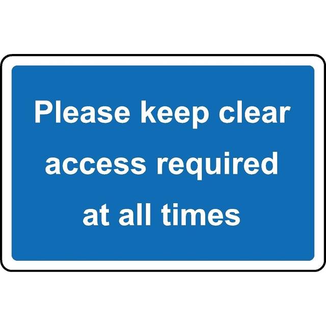 Please keep clear access required at all times safety sign - 1mm Plastic sign - 200mm x 150mm
