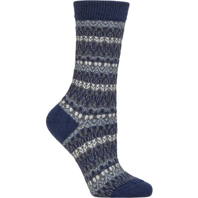 Women's 1 Pair Falke Christmas Eve Wool Fairisle Socks Royal Blue 2.5-5 Ladies
