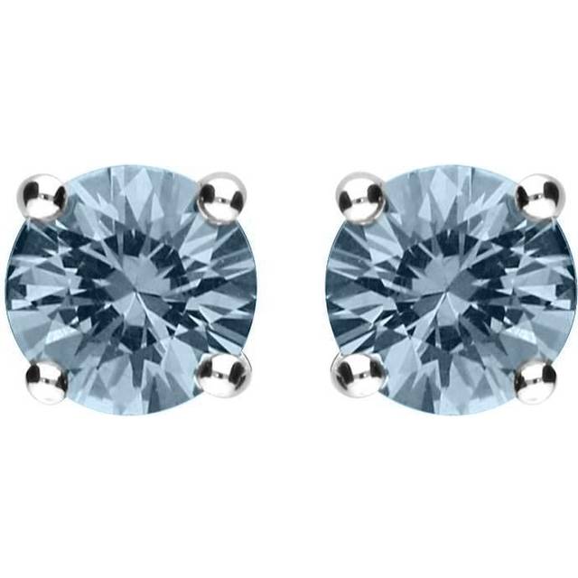 18ct Yellow Gold 0.91ct Aquamarine Solitaire Stud Earrings - Option1 Value Yellow Gold