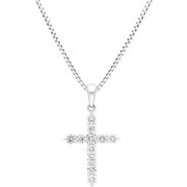 18ct White Gold 0.50ct Diamond Cross Pendant - White Gold