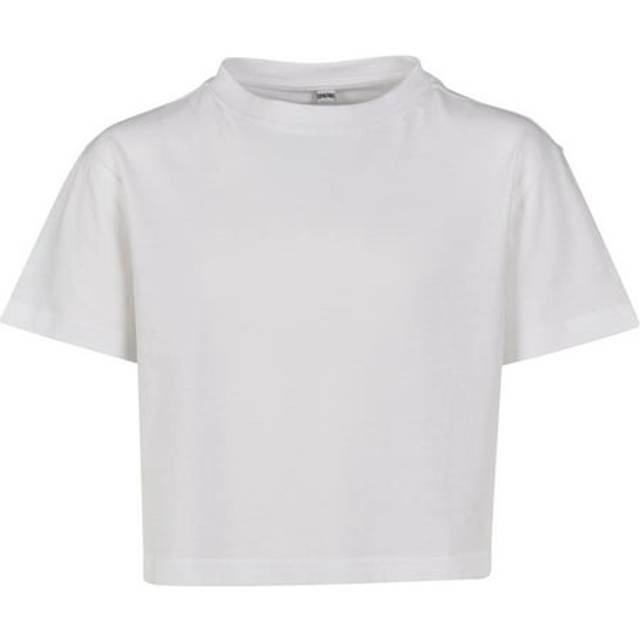 (11-12 Years, White) Build Your Brand Girls Cropped T-Shirt